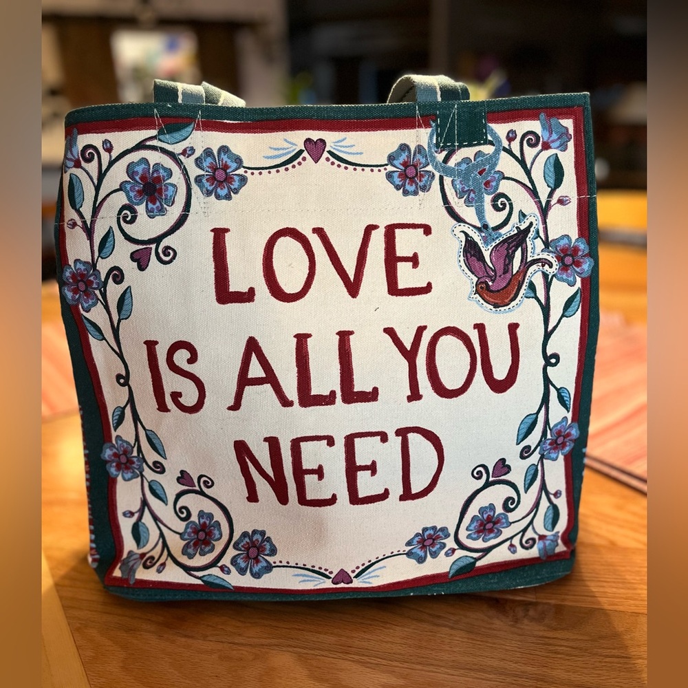 BRIGHTON - Love Is All You Need Canvas Tote Bag - White & Red